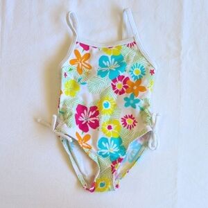 joe fresh tropical floral one piece swimsuit 3-6 months baby girl